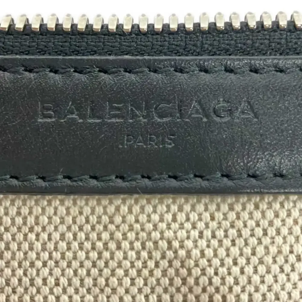 Balenciaga Pouch Cream Black Canvas Leather